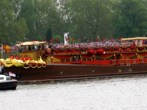 The Royal Barge, Spirit of Chartwell in The Royal Pageant celebrating the Diamond Jubilee. 